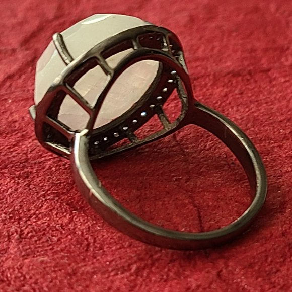Moonstone Ring Size 8 Sterling silver oxidized -Rare ring -Fashion Jewelry - Picture 5 of 9